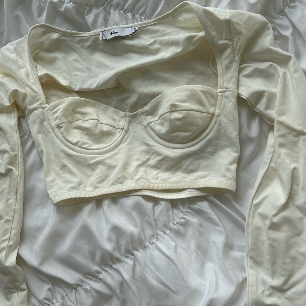 Adika Long Sleeve White Crop Top